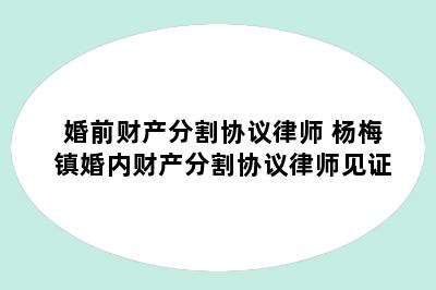 婚前财产分割协议律师 杨梅镇婚内财产分割协议律师见证